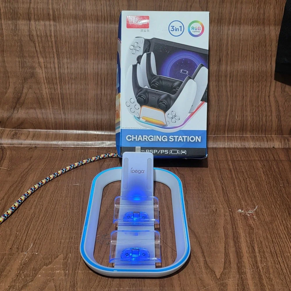 iPega 3in1 Charging Station for PS5 DualSense Controllers and PS Portal RGB